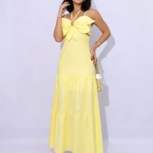 Vestido Longo Laço Marina – Estilo Romântico e Sofisticado